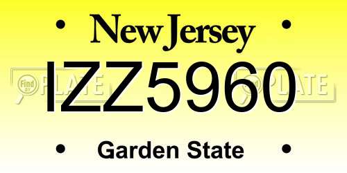 IZZ5960 New Jersey License Plate