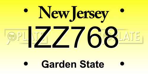IZZ768 New Jersey License Plate