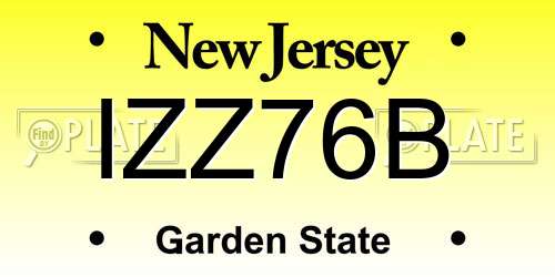 IZZ76B New Jersey License Plate