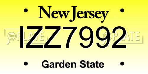 IZZ7992 New Jersey License Plate