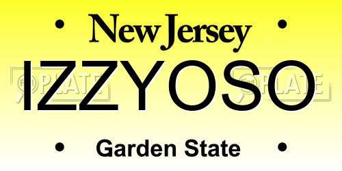 IZZYOSO New Jersey License Plate