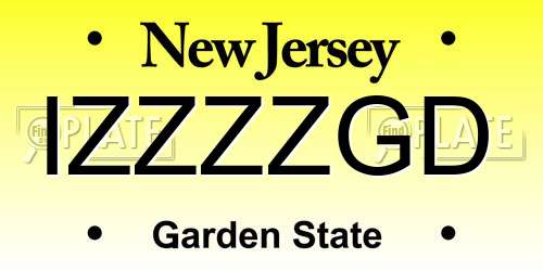 IZZZZGD New Jersey License Plate