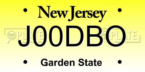 J00DBO New Jersey License Plate