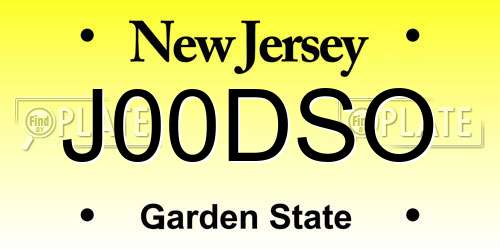 J00DSO New Jersey License Plate