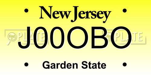 J00OBO New Jersey License Plate