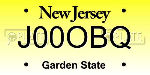 J00OBQ New Jersey License Plate