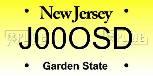 J00OSD New Jersey License Plate