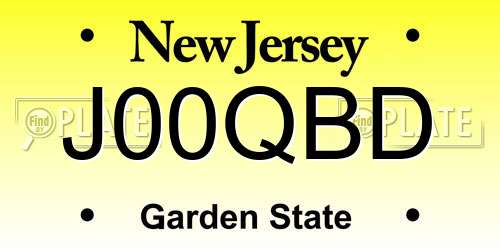 J00QBD New Jersey License Plate