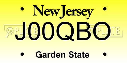 J00QBO New Jersey License Plate