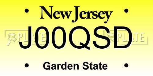 J00QSD New Jersey License Plate