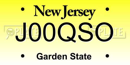 J00QSO New Jersey License Plate