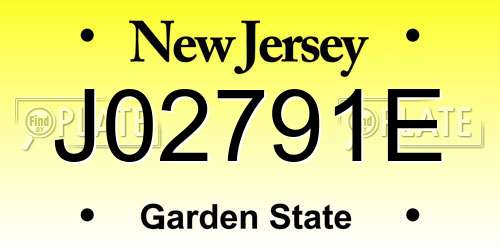 J02791E New Jersey License Plate