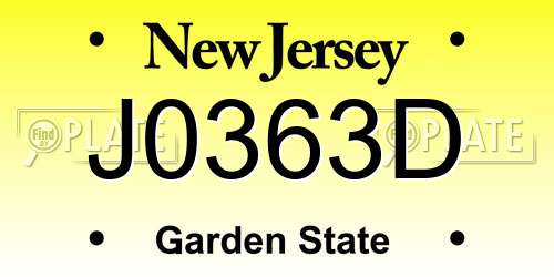 J0363D New Jersey License Plate