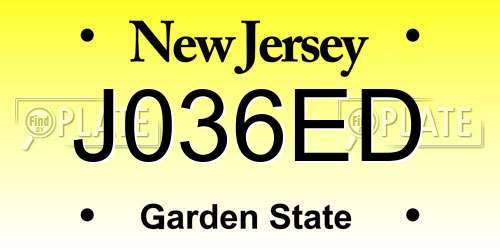 J036ED New Jersey License Plate