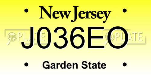 J036EO New Jersey License Plate