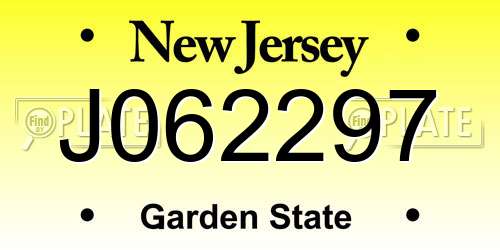 J062297 New Jersey License Plate