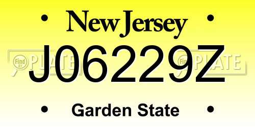 J06229Z New Jersey License Plate