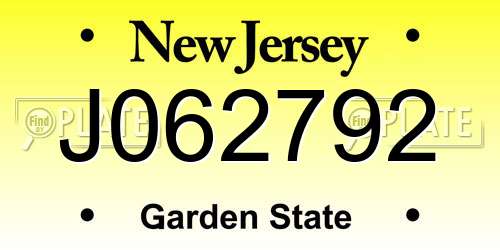 J062792 New Jersey License Plate
