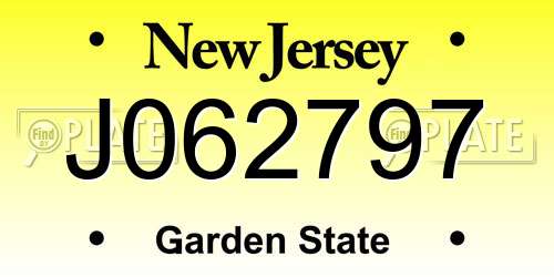 J062797 New Jersey License Plate