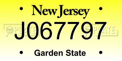 J067797 New Jersey License Plate