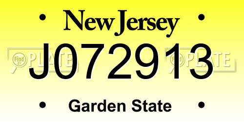 J072913 New Jersey License Plate