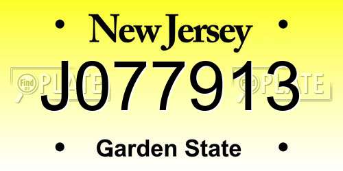 J077913 New Jersey License Plate
