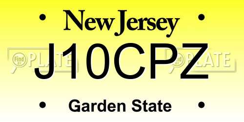 J10CPZ New Jersey License Plate
