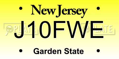 J10FWE New Jersey License Plate
