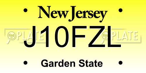 J10FZL New Jersey License Plate