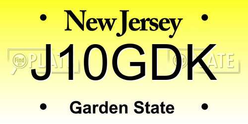 J10GDK New Jersey License Plate