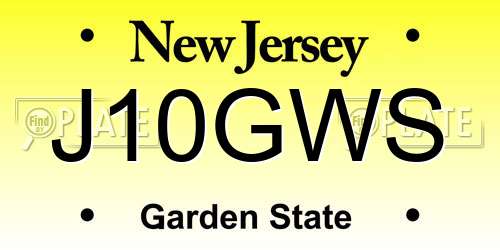 J10GWS New Jersey License Plate