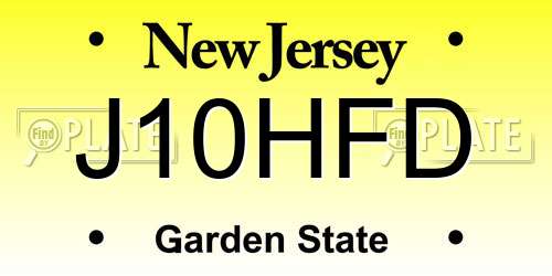 J10HFD New Jersey License Plate
