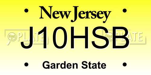 J10HSB New Jersey License Plate