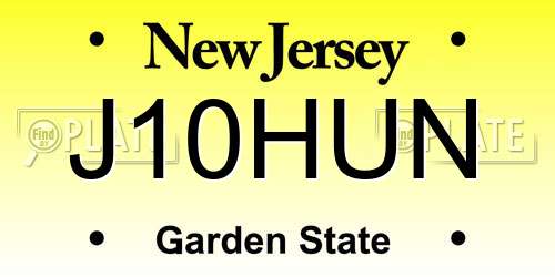 J10HUN New Jersey License Plate