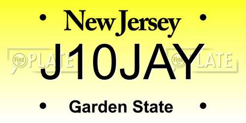 J10JAY New Jersey License Plate