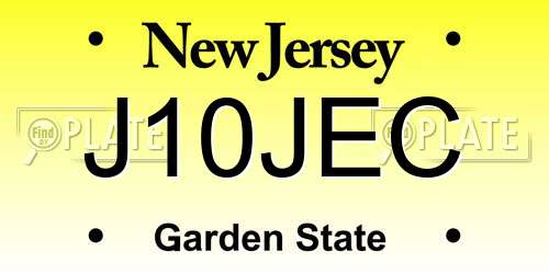J10JEC New Jersey License Plate