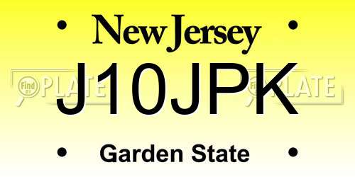 J10JPK New Jersey License Plate