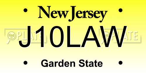 J10LAW New Jersey License Plate