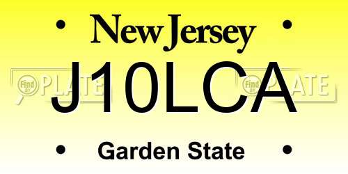 J10LCA New Jersey License Plate