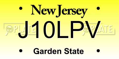 J10LPV New Jersey License Plate