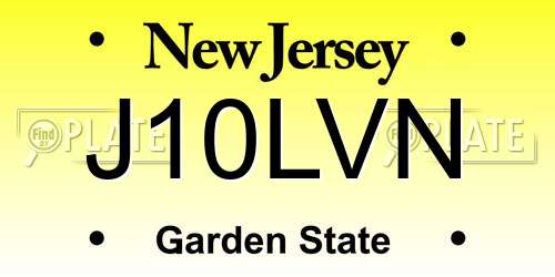 J10LVN New Jersey License Plate
