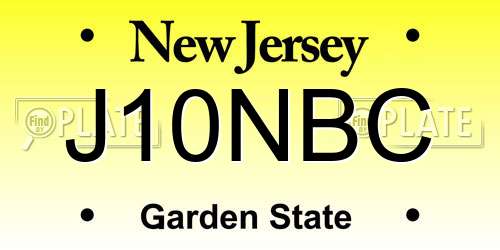 J10NBC New Jersey License Plate