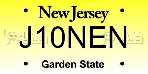 J10NEN New Jersey License Plate