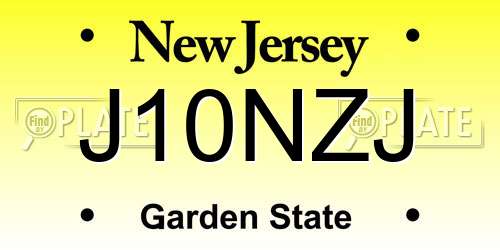 J10NZJ New Jersey License Plate