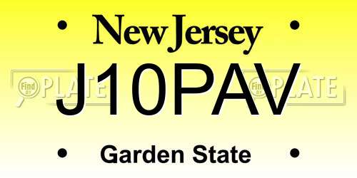 J10PAV New Jersey License Plate