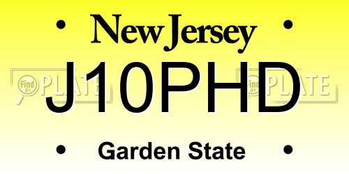 J10PHD New Jersey License Plate