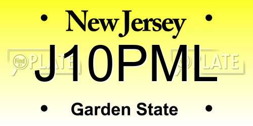 J10PML New Jersey License Plate