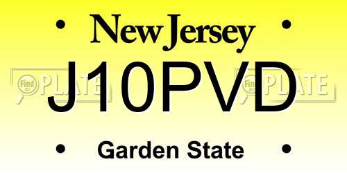 J10PVD New Jersey License Plate