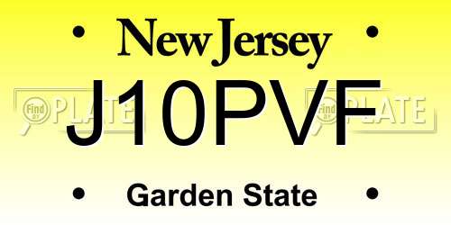 J10PVF New Jersey License Plate