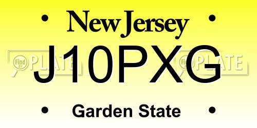 J10PXG New Jersey License Plate